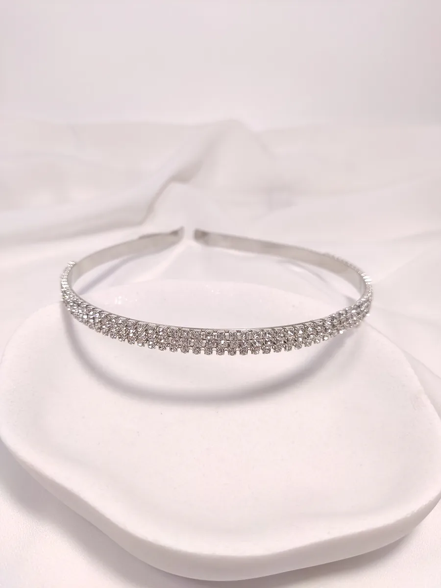 Στέκα μαλλιών ασημί με κρύσταλλα