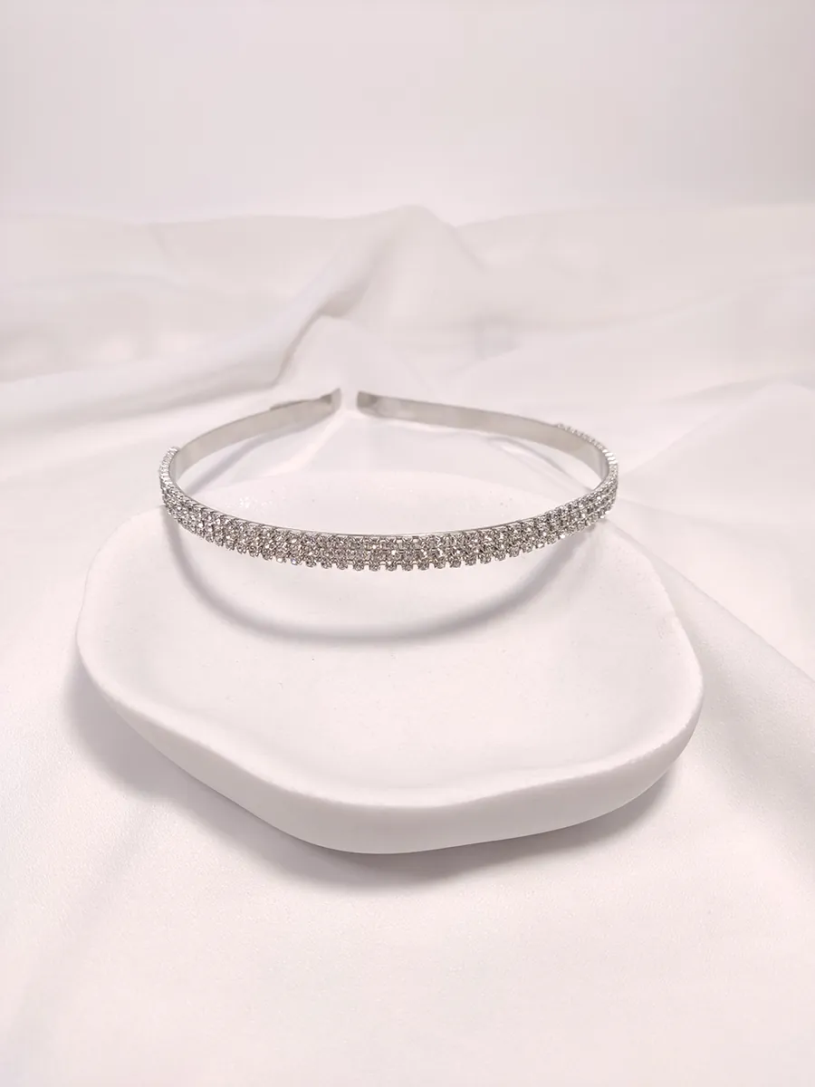 Στέκα μαλλιών ασημί με κρύσταλλα