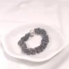 Scrunchie ασημί γυαλιστερό με πέρλα Small