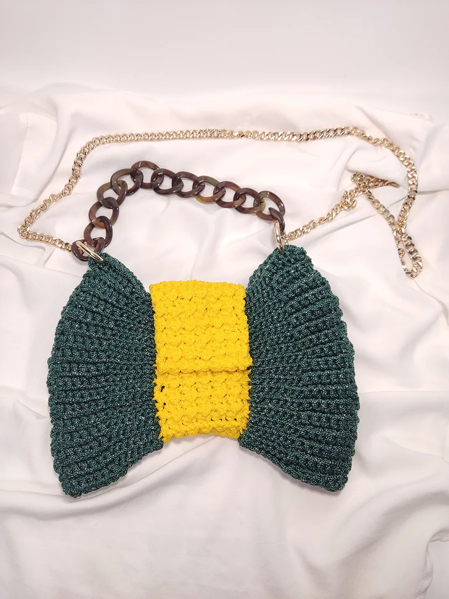 05 Τσάντα σε σχήμα φιόγκου δίχρωμη