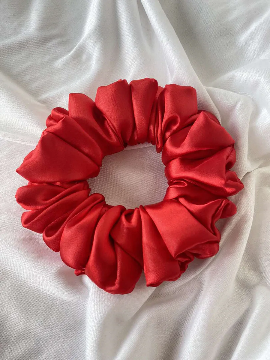 Scrunchie Λάστιχο μαλλιών σατέν κόκκινο Large