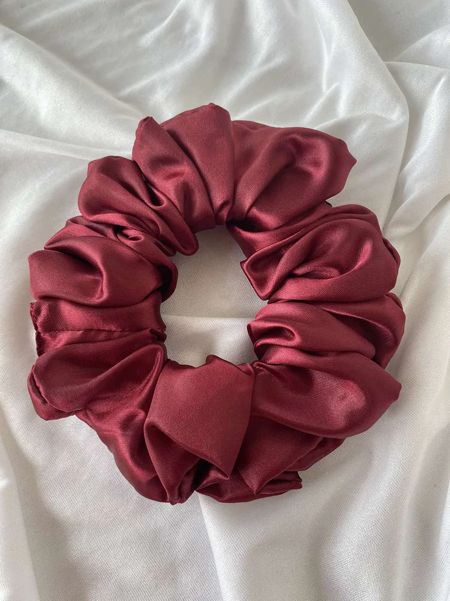 Scrunchie Λάστιχο μαλλιών σατέν μπορντό Large