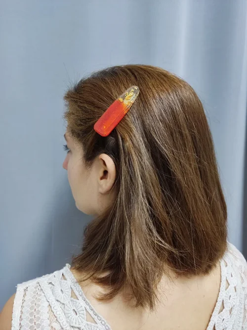 HAIRCLIPS-0016 Κλιπ μαλλιών σε κόκκινο-χρυσό χρώμα