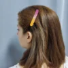 HAIRCLIP-0010 Κλιπ μαλλιών λεπτό ροζ-πορτοκαλί με φύλλα χρυσού