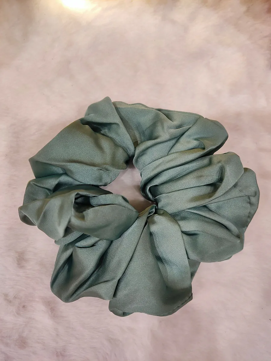 Scrunchie Λάστιχο μαλλιών λεπτό σατέν βεραμάν Large