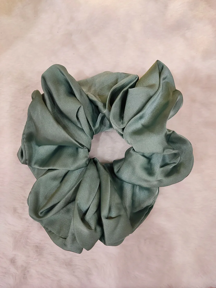 Scrunchie Λάστιχο μαλλιών λεπτό σατέν βεραμάν Large