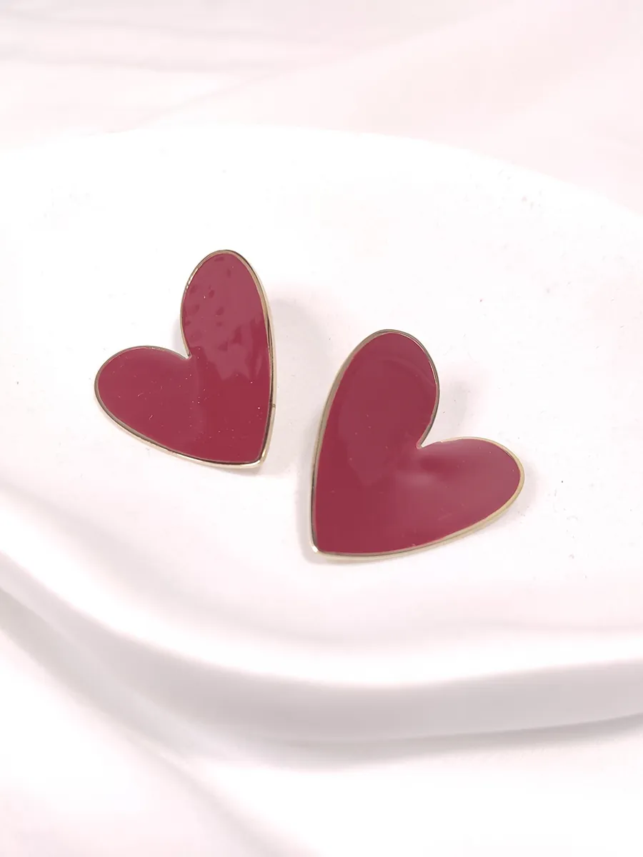 EARRINGSKAA-0001 (2) Ατσάλινα Σκουλαρίκια Καρδιά σε Κόκκινο & Χρυσό | Heartbeat Jewelry Collection | CHRISARTI