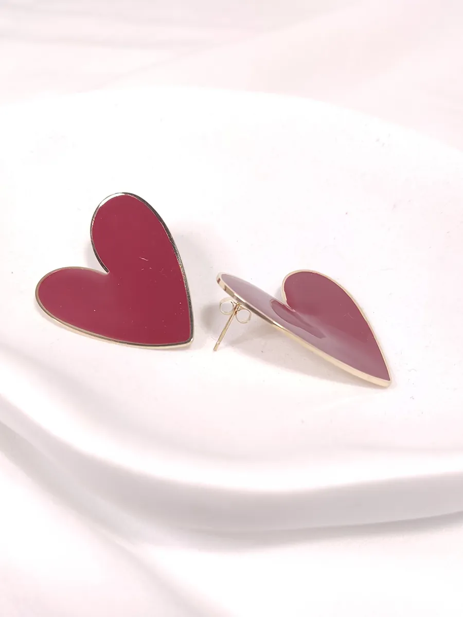 EARRINGSKAA-0001 Ατσάλινα Σκουλαρίκια Καρδιά σε Κόκκινο & Χρυσό | Heartbeat Jewelry Collection | CHRISARTI