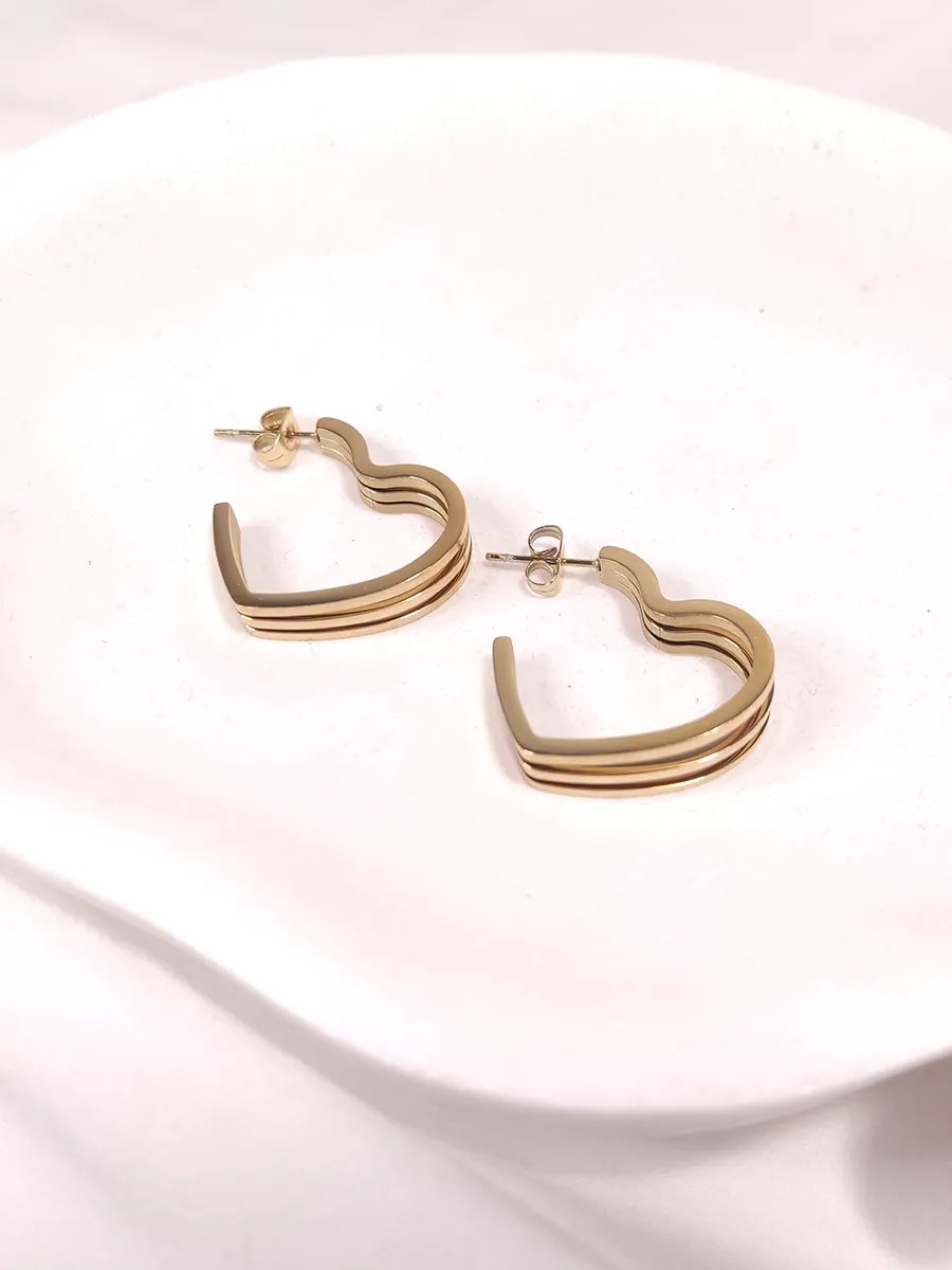 EARRINGSKRA-0007 (1) Σκουλαρίκια ατσάλινα χρυσά καρδιές κρίκοι