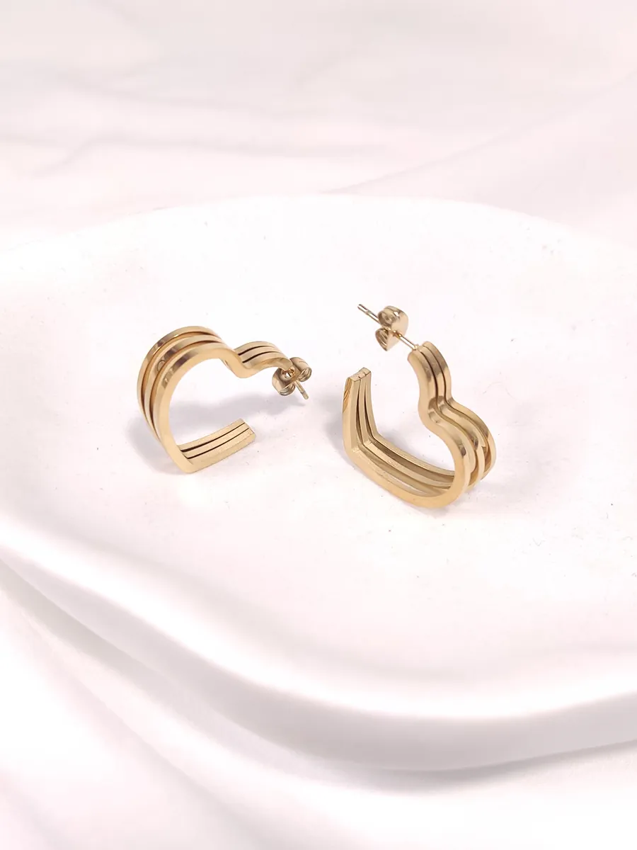 Σκουλαρίκια ατσάλινα χρυσά καρδιές κρίκοι