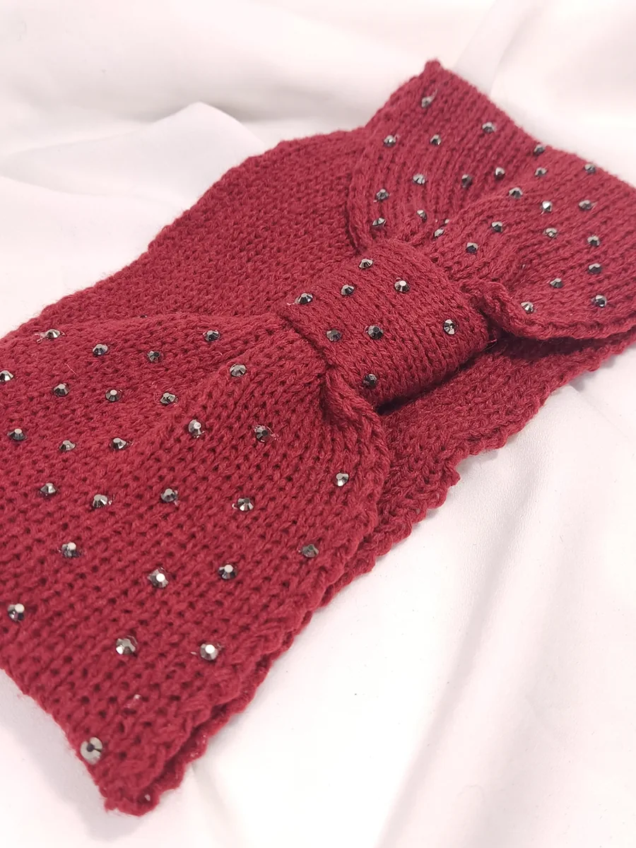 Κορδέλα μαλλιών πλεκτή με στρας 4 χρώματα