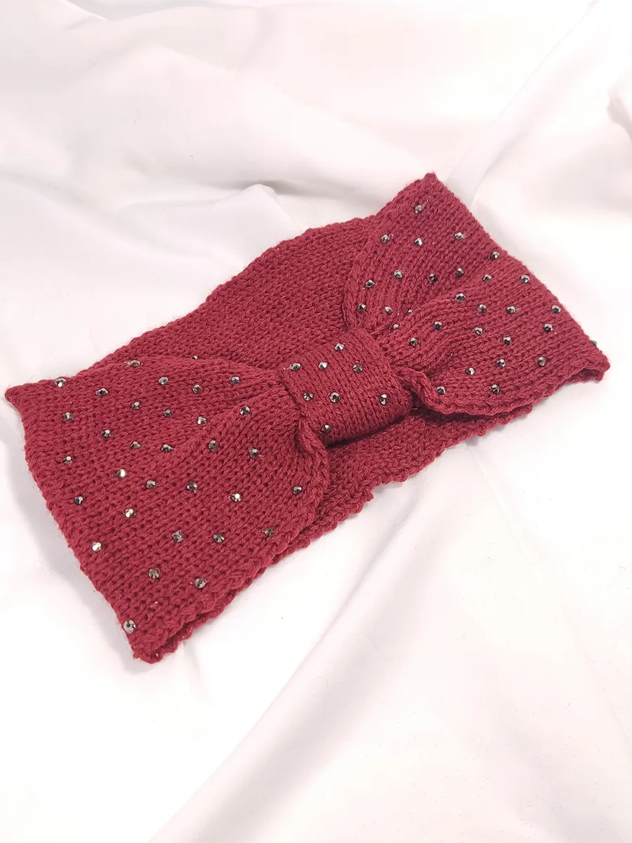 Κορδέλα μαλλιών πλεκτή με στρας 4 χρώματα