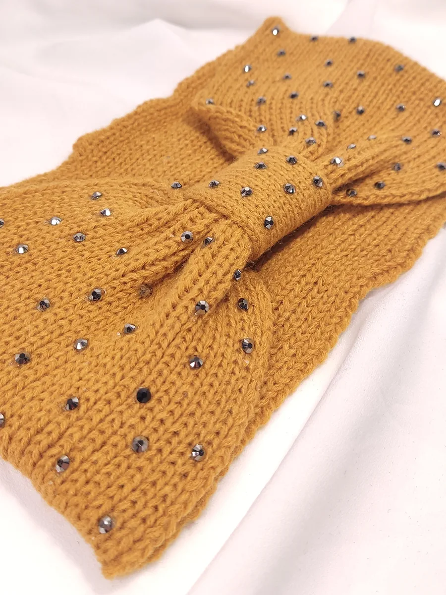 Κορδέλα μαλλιών πλεκτή με στρας 4 χρώματα