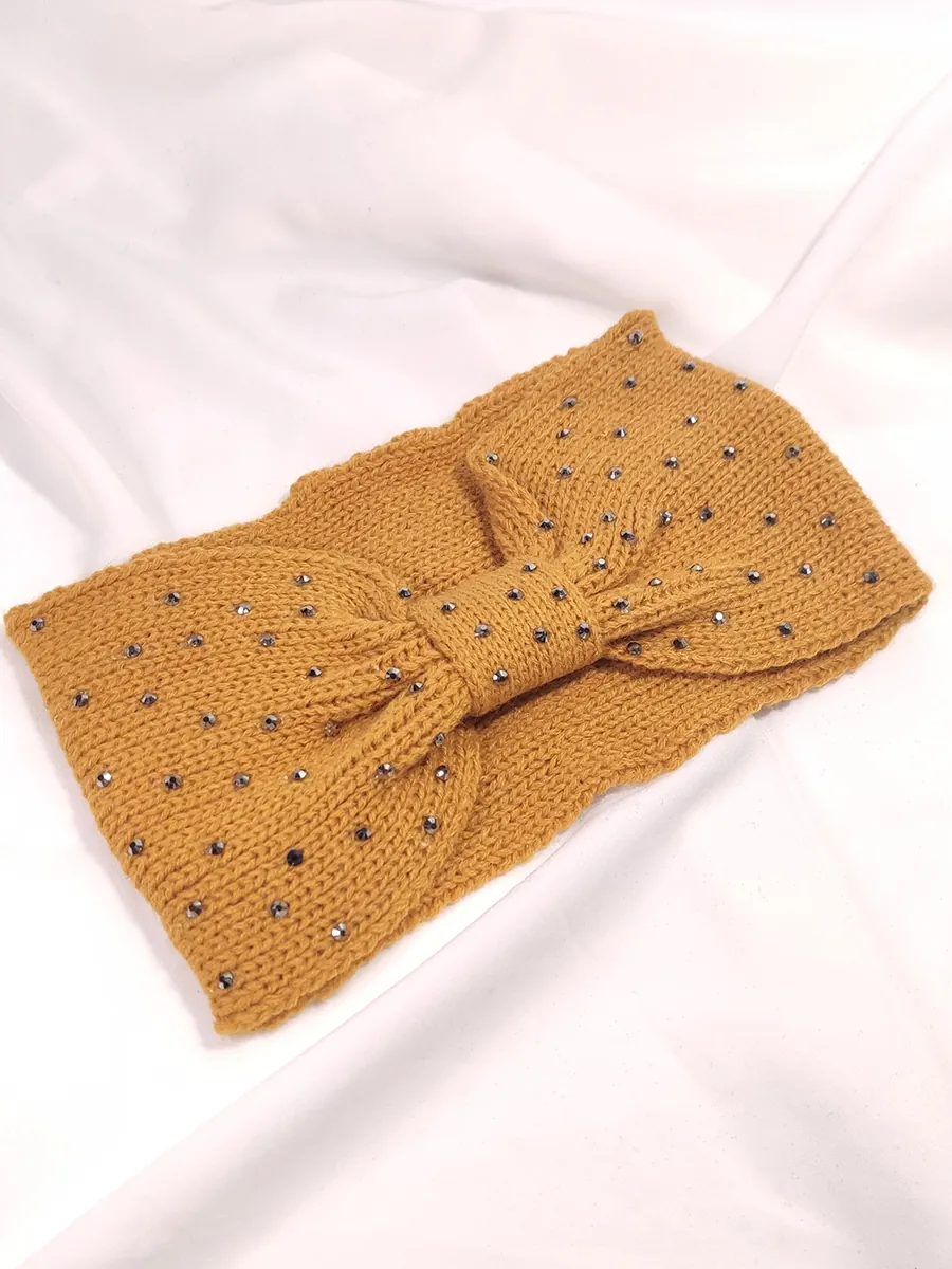 Κορδέλα μαλλιών πλεκτή με στρας 4 χρώματα