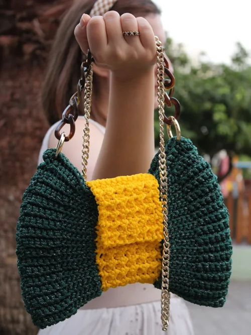 Τσάντα σε σχήμα φιόγκου δίχρωμη