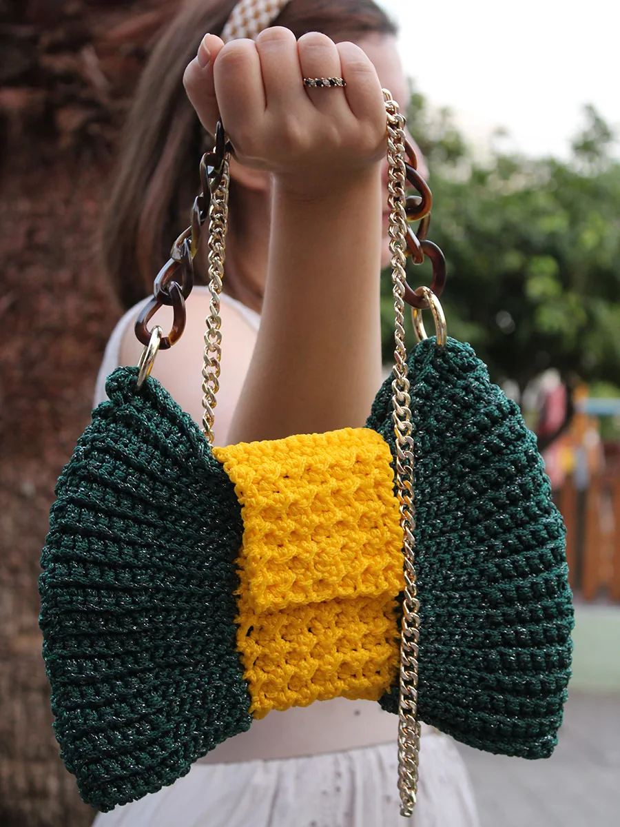 BAG-0035 (2) Τσάντα σε σχήμα φιόγκου δίχρωμη