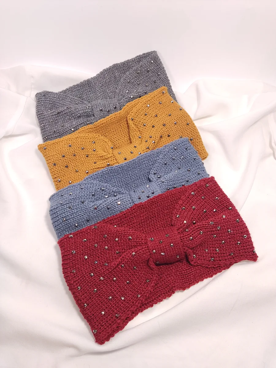 Κορδέλα μαλλιών πλεκτή με στρας 4 χρώματα