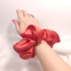 Scrunchie Λάστιχο μαλλιών λεπτό σατέν πορτοκαλί Large