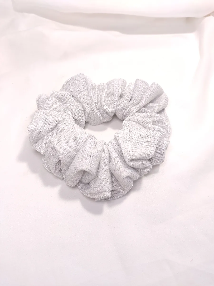 Scrunchie Λάστιχο μαλλιών ασημί glitter XL