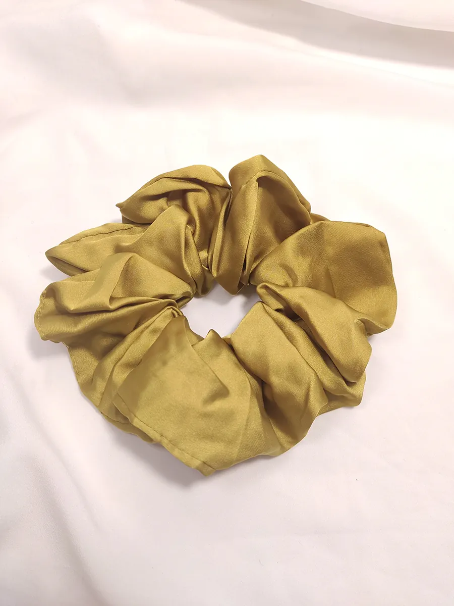 Scrunchie Λάστιχο μαλλιών λεπτό σατέν χρυσό Large