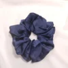 Scrunchie Λάστιχο μαλλιών λεπτό σατέν σκούρο μπλε Large
