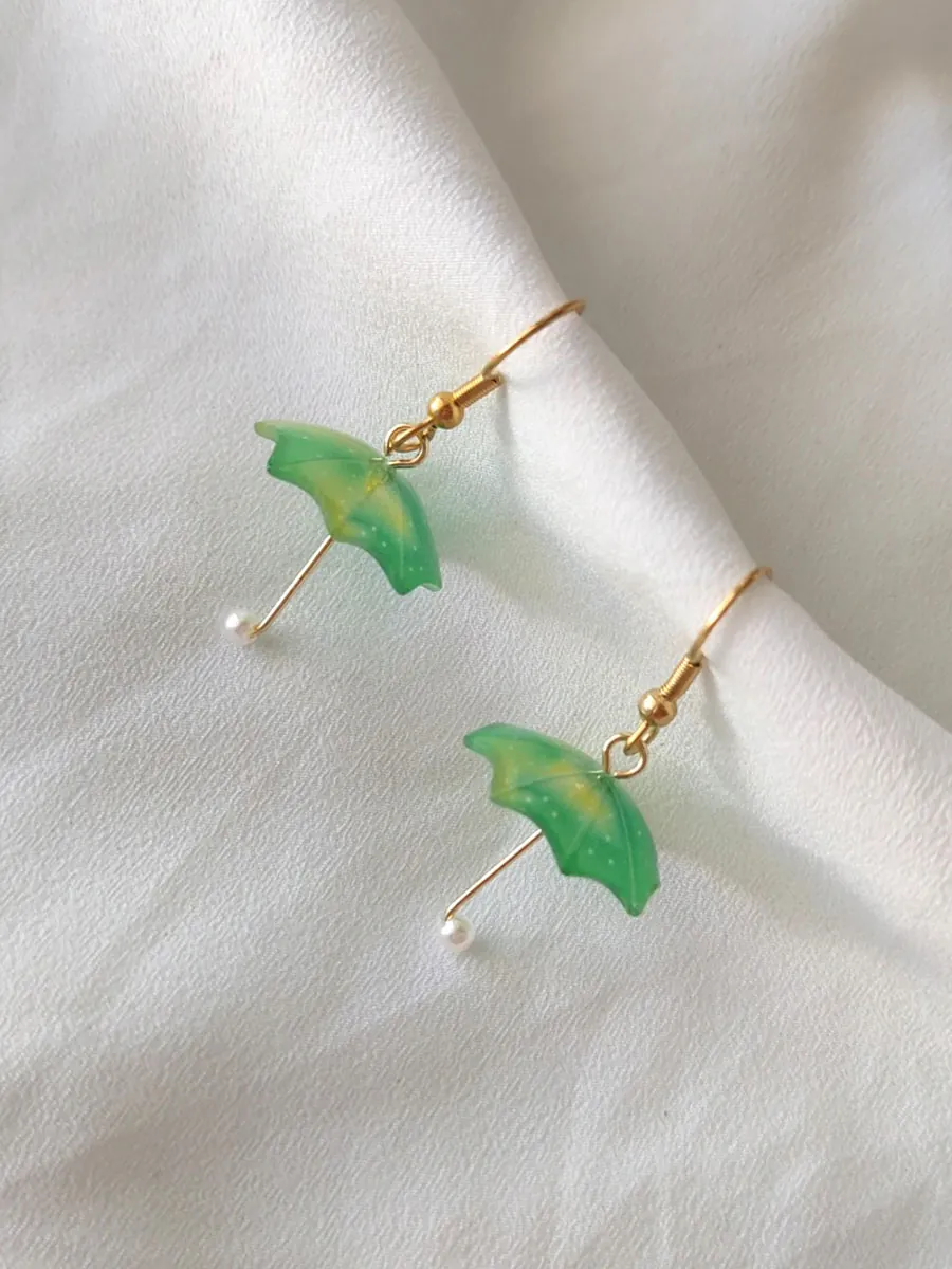 Σκουλαρίκια ατσάλινα κρεμαστά από ρητίνη ομπρέλες