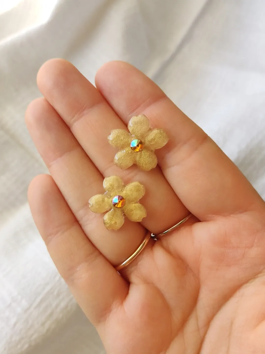 Σκουλαρίκια ατσάλινα καρφάκια από υγρό γυαλί λουλούδι