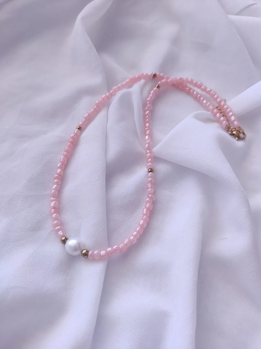 Χειροποίητο Κολιέ με Γυάλινες Χάντρες και Φυσικό Μαργαριτάρι Καλλιέργειας | CHRISARTI