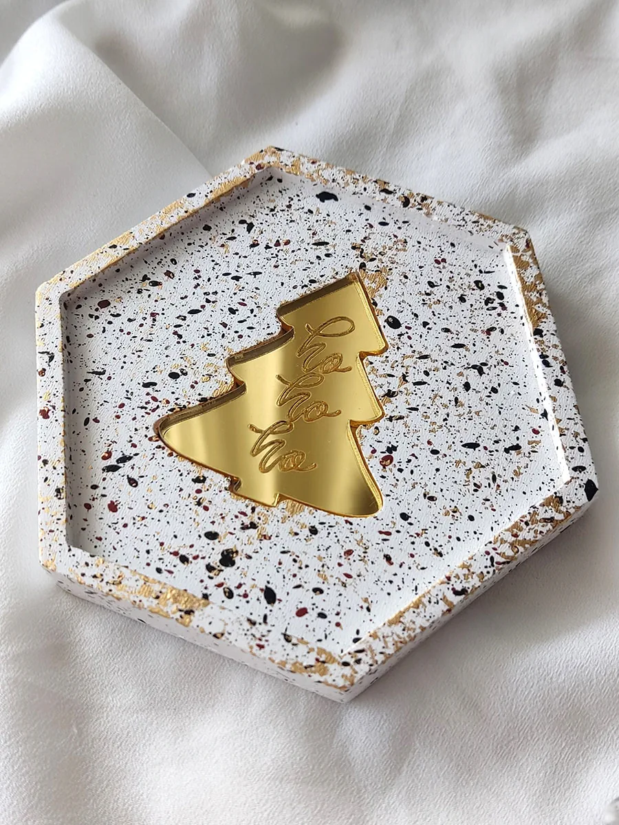 Κεραμικά Χριστουγεννιάτικα Σουβέρ Εξάγωνα με Χριστουγεννιάτικα Σχέδια - 2 τεμ | CHRISARTI