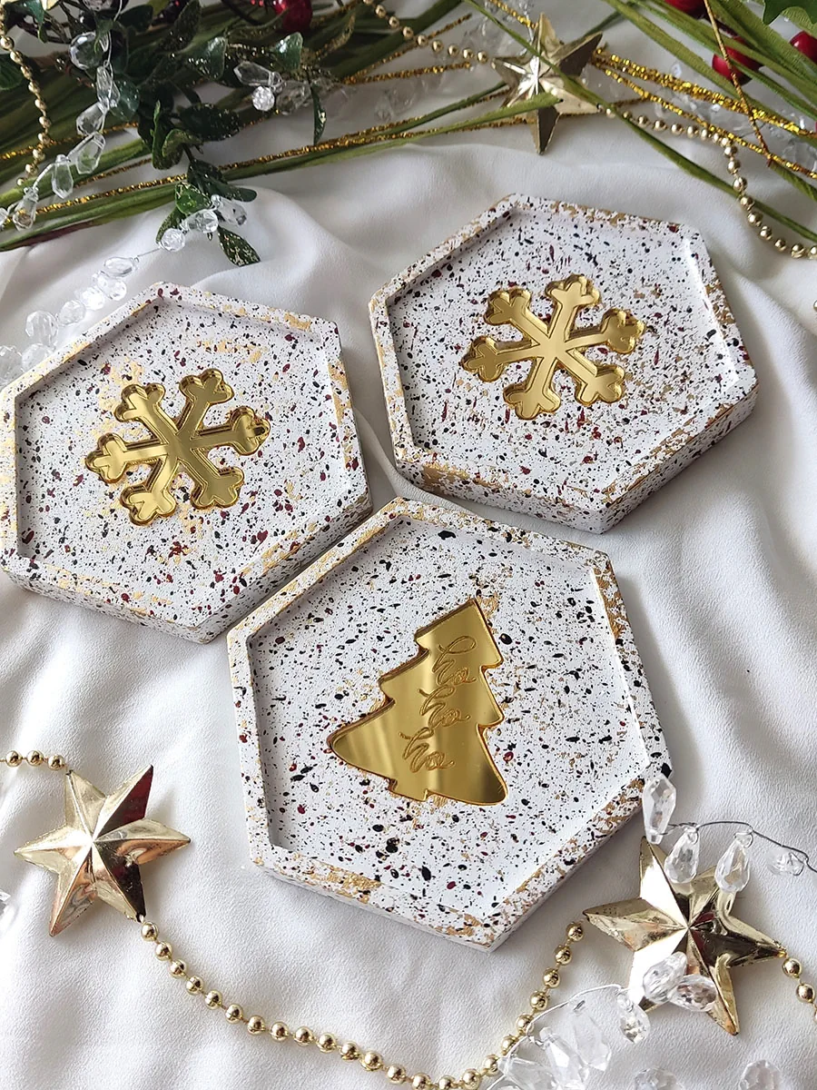 Κεραμικά Χριστουγεννιάτικα Σουβέρ Εξάγωνα με Χριστουγεννιάτικα Σχέδια - 2 τεμ | CHRISARTI