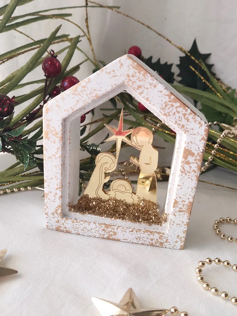 Χριστουγεννιάτικο Κεραμικό Σπίτι με Πλέξι Στοιχείο – Θεία Γέννηση | CHRISARTI