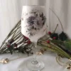 XMAS24-0015-3 Χειροποίητο Διακοσμητικό Γυάλινο Ποτήρι με Σχέδια Λουλουδιών | CHRISARTI