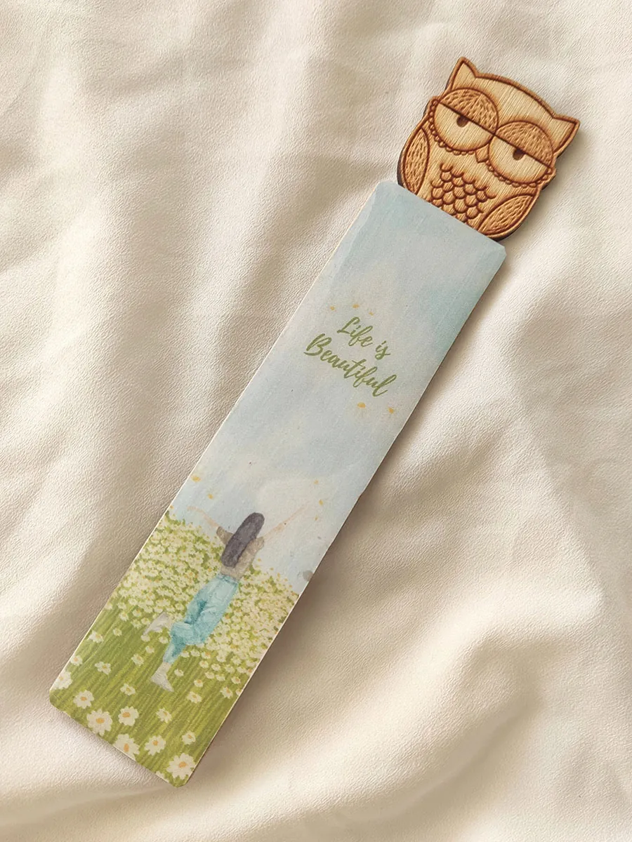 BOOKMARK-0035 Σελιδοδείκτης ξύλινος Life is beautiful