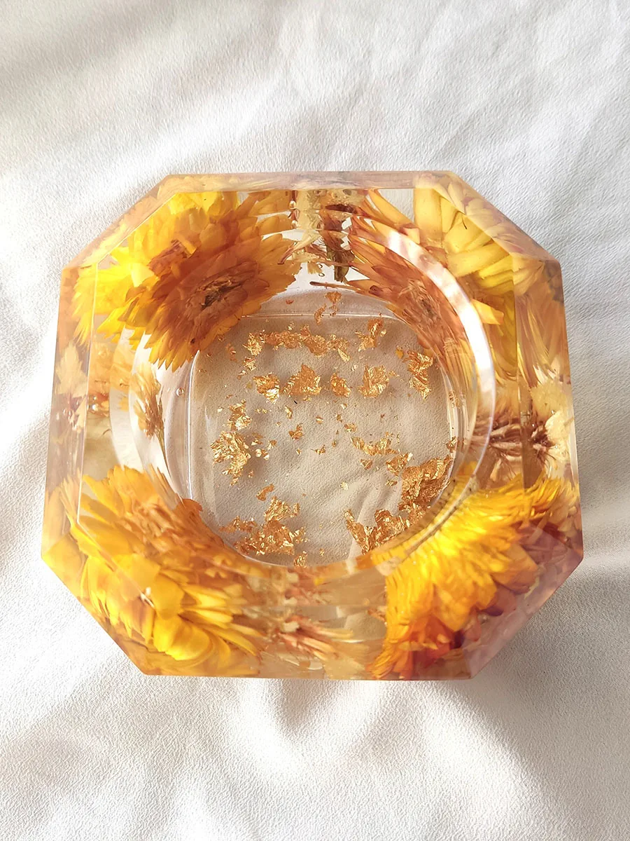 Διακοσμητική βάση ρεσό για κερί κίτρινοι ηλίανθοι