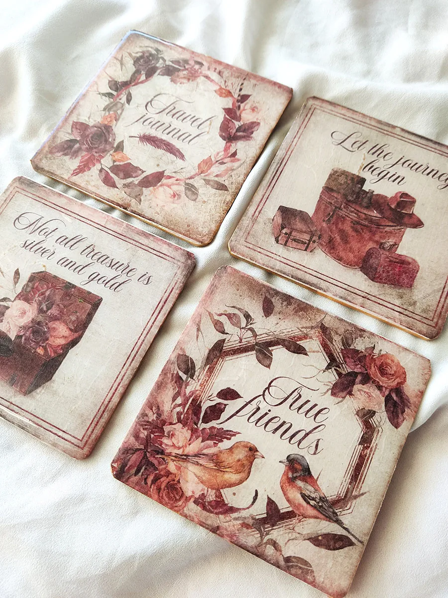 Σουβέρ ξύλινα Journey σετ 4 τμχ