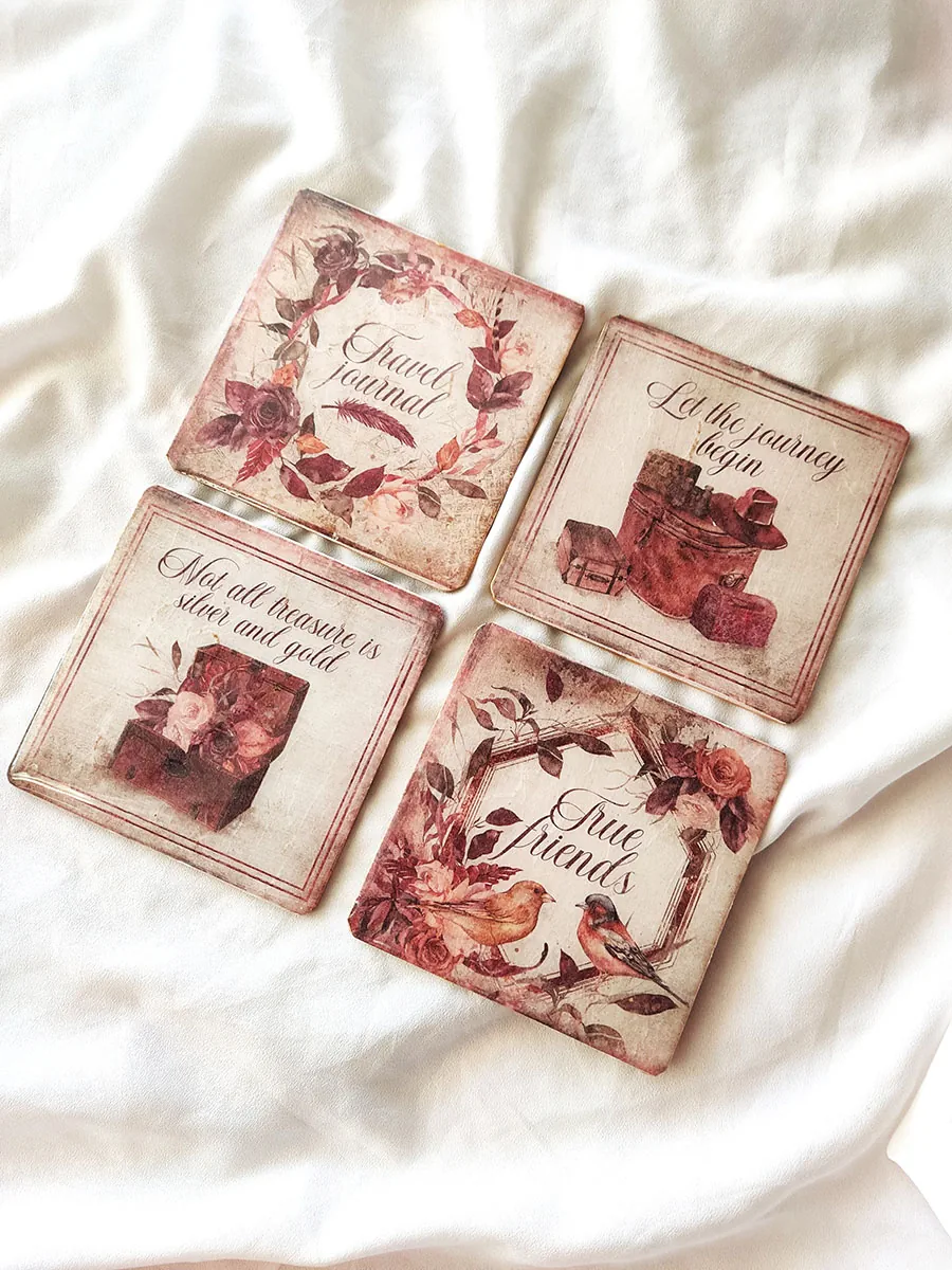 Σουβέρ ξύλινα Journey σετ 4 τμχ