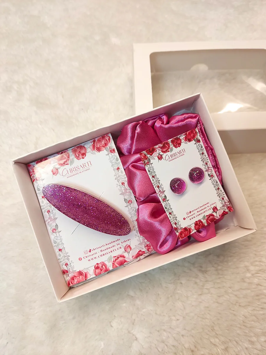 AMYSTERYBOX-0001M (2) Mystery Box με Ατσάλινα Σκουλαρίκια και Αξεσουάρ Μαλλιών – Εκπλήξεις σε Τρία Μεγέθη | CHRISARTI