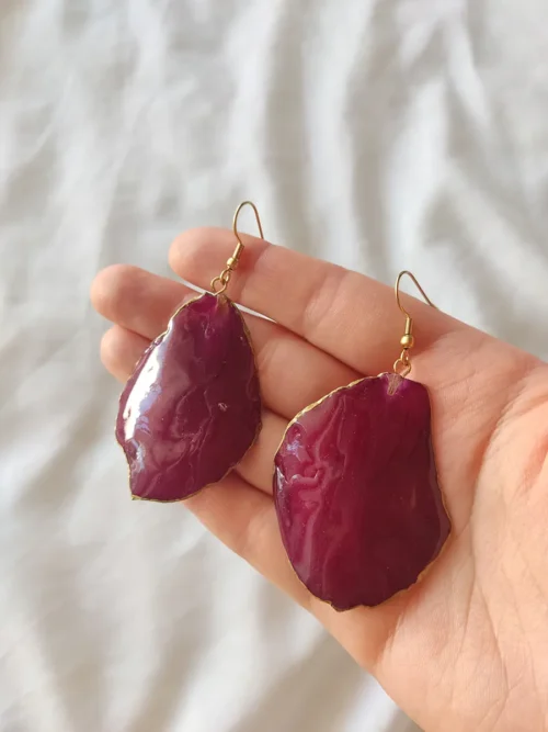 BL_EARRINGS-0005 (2) Σκουλαρίκια Ατσάλινα Κρεμαστά με Αληθινά Πέταλλα Κόκκινου Τριαντάφυλλου - 2 Σχέδια | Blossom Jewelry Collection | CHRISARTI