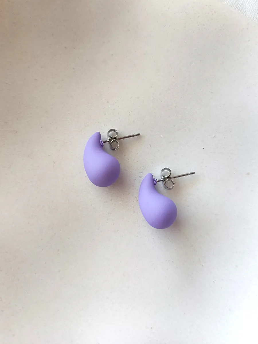 Σκουλαρίκια ατσάλινα καρφάκια μικρές σταγόνες μοβ λιλά