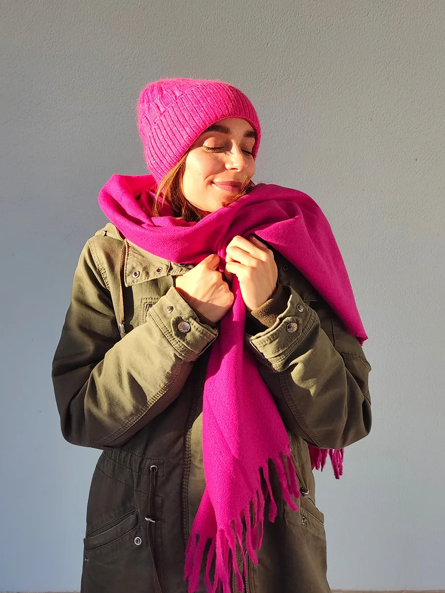 Φούξια Πασμίνα - Κασκόλ με Κρόσια | CHRISARTI