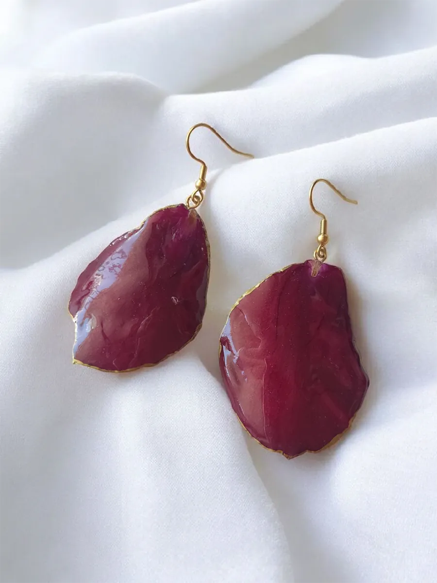 BL_EARRINGS-0005 (1) Σκουλαρίκια Ατσάλινα Κρεμαστά με Αληθινά Πέταλλα Κόκκινου Τριαντάφυλλου - 2 Σχέδια | Blossom Jewelry Collection | CHRISARTI