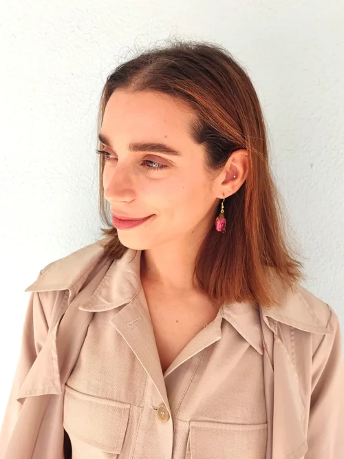 BL_EARRINGS-0009 (3) Χειροποίητα Κρεμαστά Ατσάλινα Σκουλαρίκια με Αληθινά Μπουμπούκια Τριαντάφυλλου | Blossom Jewelry Collection | CHRISARTI