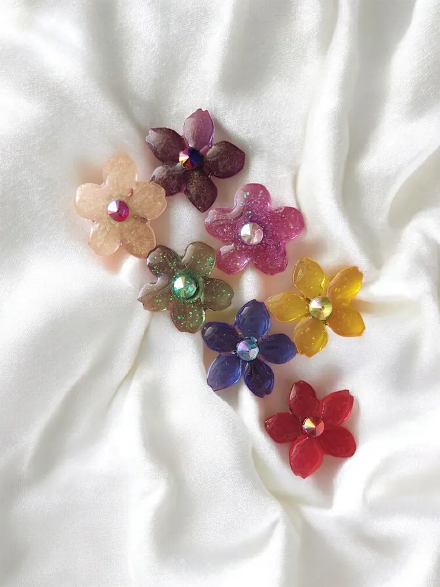 Σκουλαρίκια ατσάλινα καρφάκια από υγρό γυαλί λουλούδι