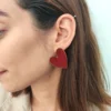 EARRINGSKAA-0001 Ατσάλινα Σκουλαρίκια Καρδιά σε Κόκκινο & Χρυσό | Heartbeat Jewelry Collection | CHRISARTI