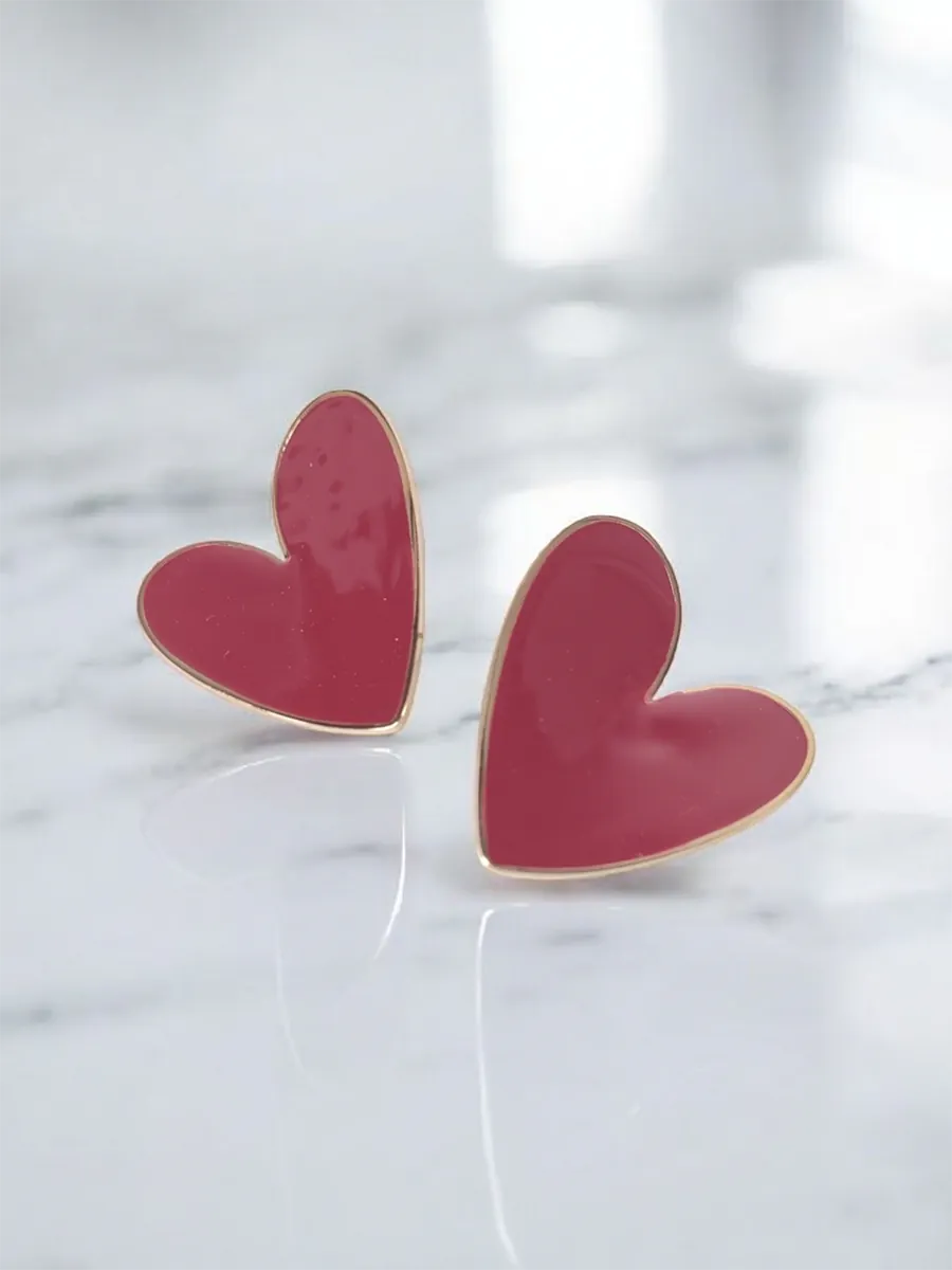 Ατσάλινα Σκουλαρίκια Καρδιά σε Κόκκινο & Χρυσό | Heartbeat Jewelry Collection | CHRISARTI