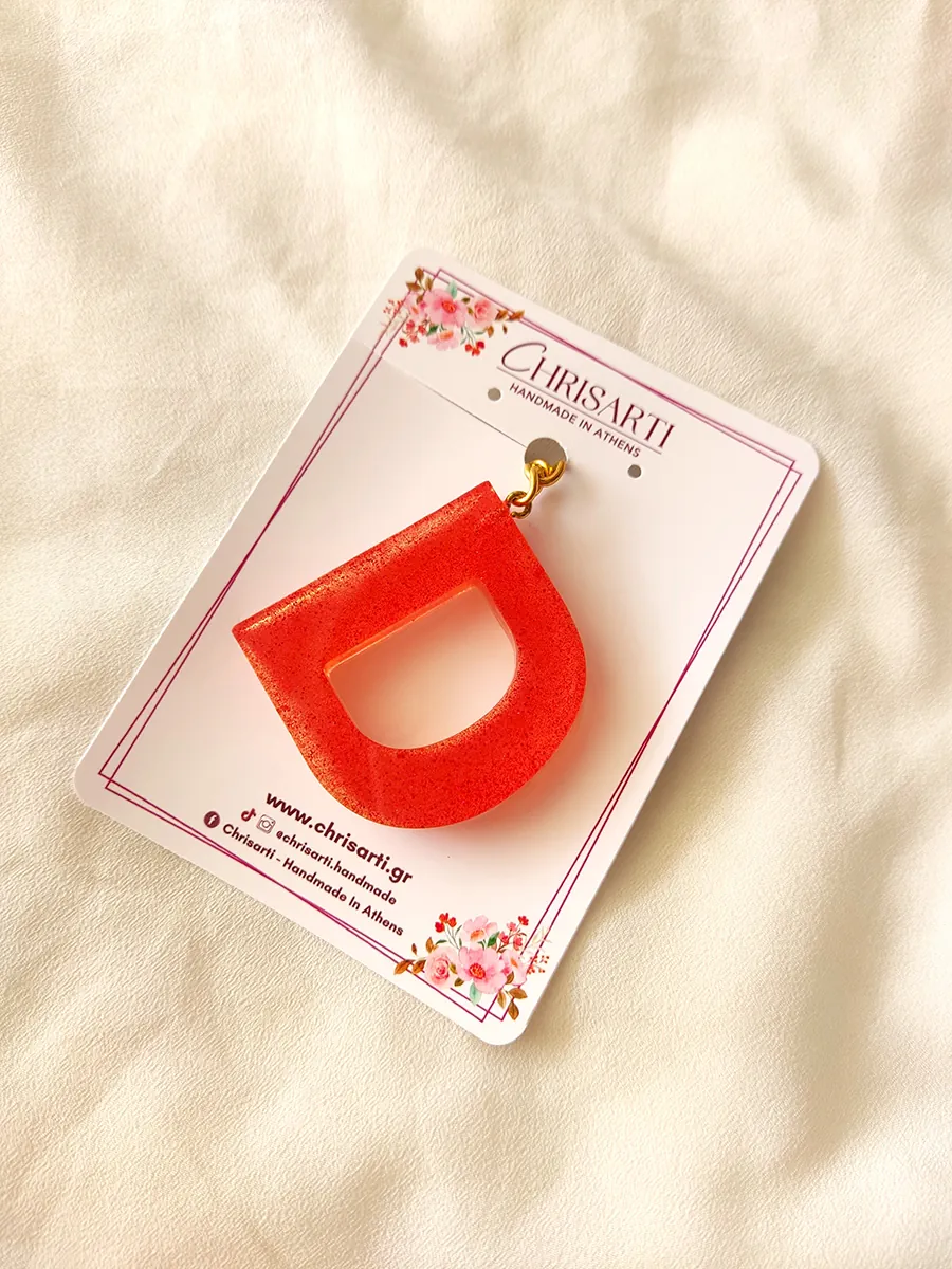 KEYCHAIN-0019 (2) Χειροποίητο Μπρελόκ από Υγρό Γυαλί σε Κόκκινο Χρώμα – Μονόγραμμα | CHRISARTI