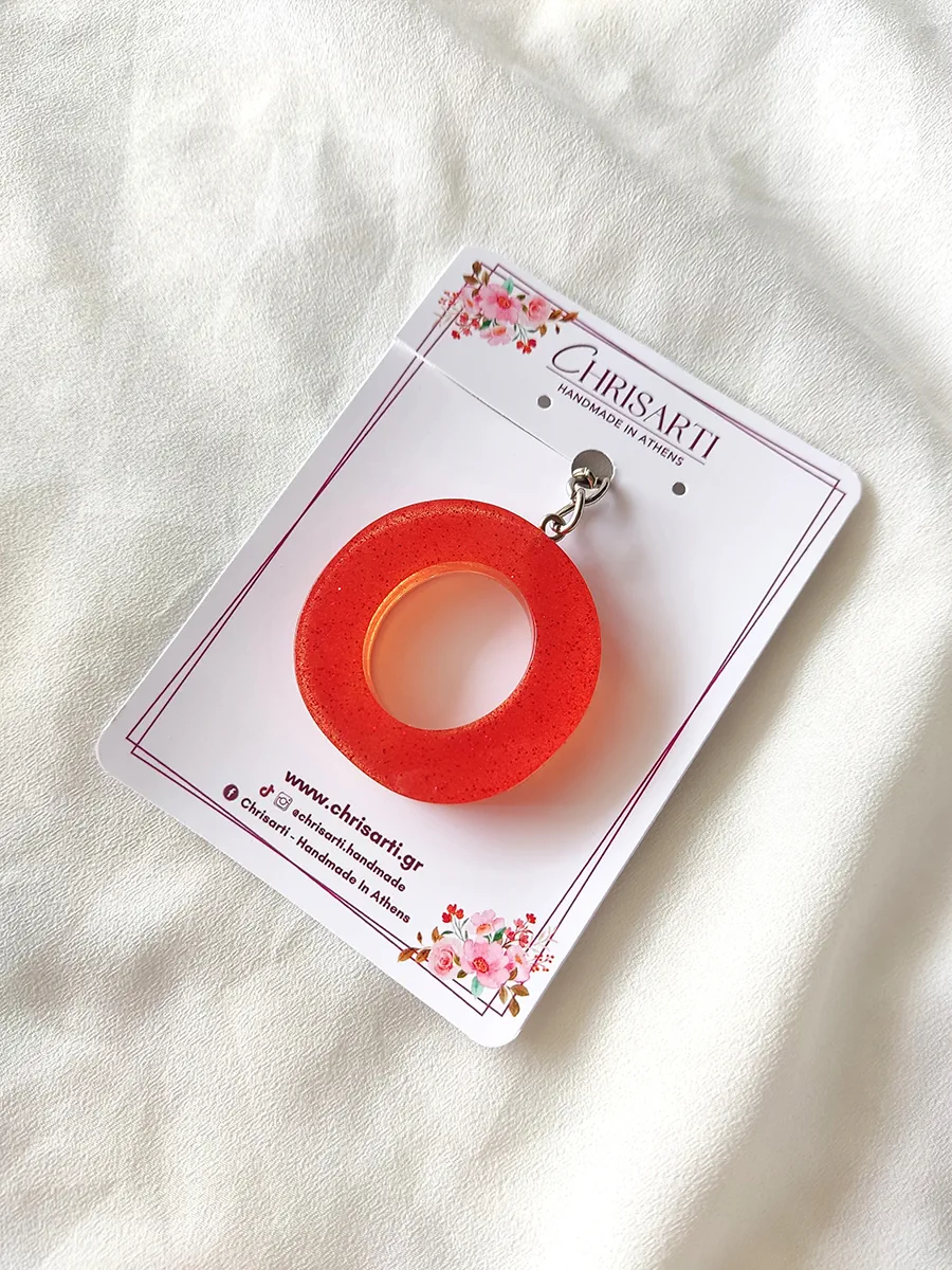 KEYCHAIN-0019 (5) Χειροποίητο Μπρελόκ από Υγρό Γυαλί σε Κόκκινο Χρώμα – Μονόγραμμα | CHRISARTI