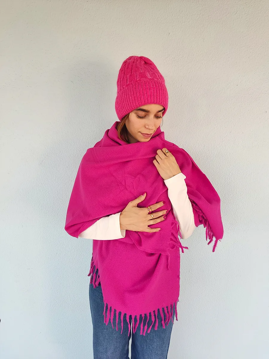 Φούξια Πασμίνα - Κασκόλ με Κρόσια | CHRISARTI