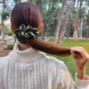Scrunchie Λάστιχο μαλλιών σατέν λαδί Large