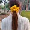 Scrunchie Λάστιχο μαλλιών βελούδινο κίτρινο Large